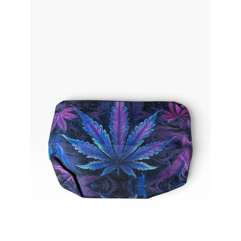 New Novelty Zipper Pouch Bag purple blue pot leaf